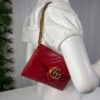 Gucci GG Marmont Red Matelassé Leather Wallet on Chain