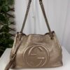 Gucci Soho Medium Metallic Champagne Gold Chain Shoulder Tote 308982