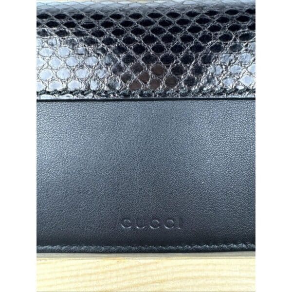 p1-50.jpg Gucci Black Leather Python-Accent Long Bifold Wallet with ID Window & Box