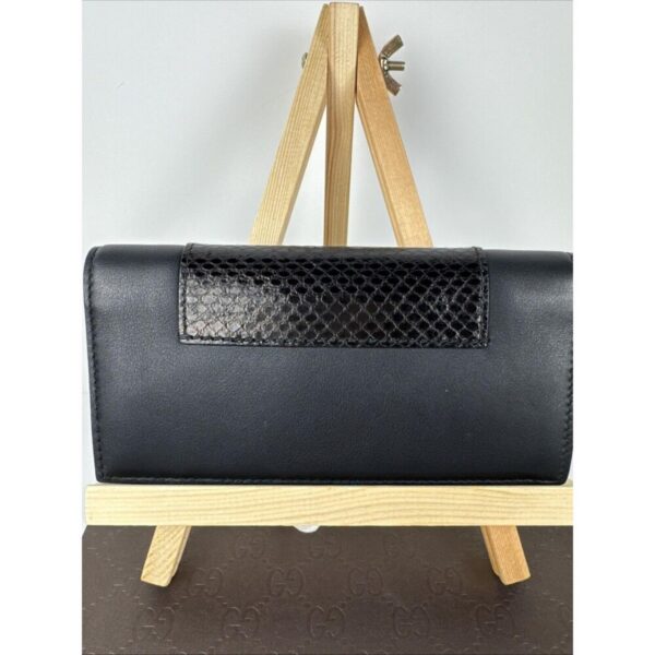 p1-59.jpg Gucci Black Leather Python-Accent Long Bifold Wallet with ID Window & Box