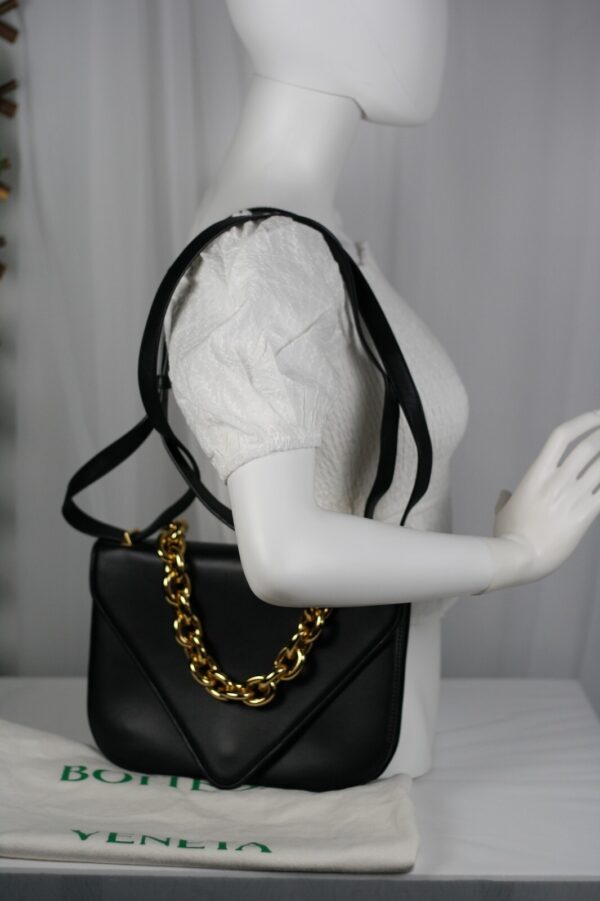 p1-96.jpg Bottega Veneta Medium Mount Envelope Bag Black Leather Gold Chain 667398