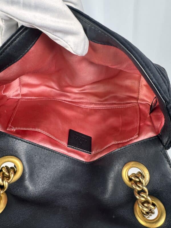 IMG_7898 Gucci GG Marmont Small Black Velvet Matelassé Shoulder Bag