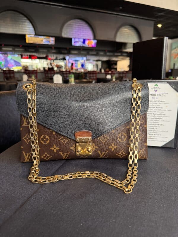 IMG_8083 Louis Vuitton Pallas Chain M41223 Monogram Noir Black Leather Shoulder Bag