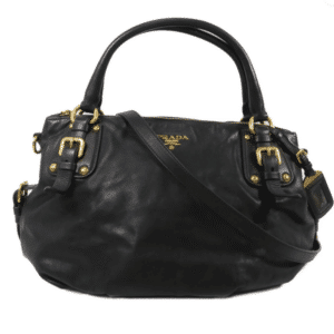 Prada BR4281 Nero Soft Calf Leather Convertible Buckle Satchel