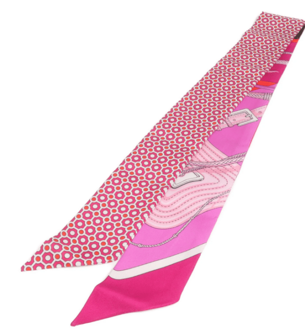 Screenshot 2026-08-30 161804 Hermès Twilly Silk Scarf – Pink, Red & Purple Geometric Equestrian Print