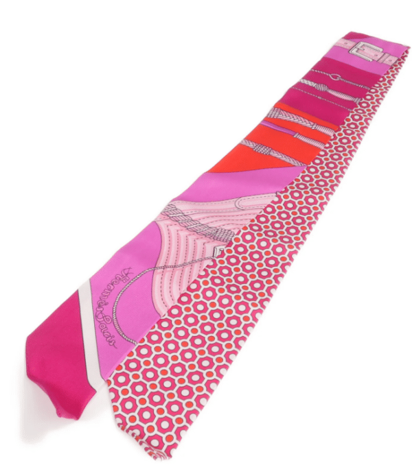 Screenshot 2026-08-30 161813 Hermès Twilly Silk Scarf – Pink, Red & Purple Geometric Equestrian Print