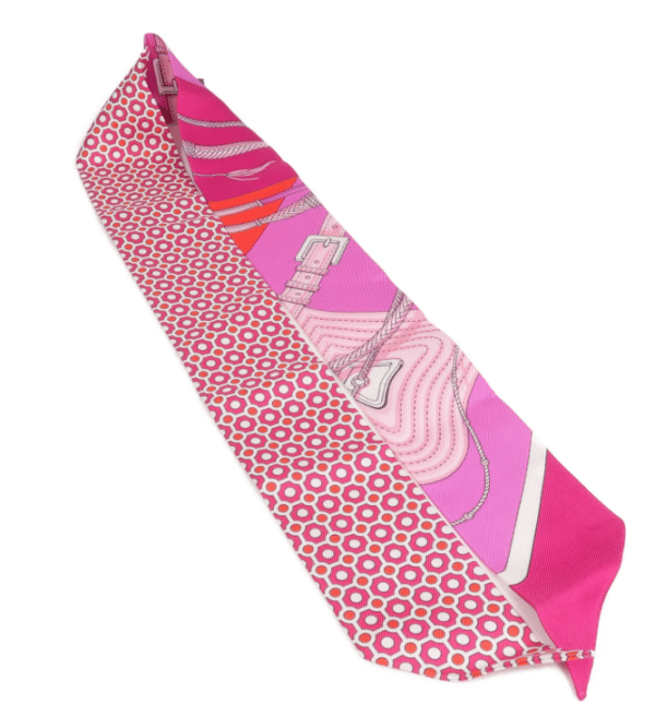 Screenshot 2026-08-30 161831 Hermès Twilly Silk Scarf – Pink, Red & Purple Geometric Equestrian Print