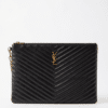 clean_up_and_enhance_remove_bac-0 (6) Saint Laurent YSL Monogram Matelassé Chevron Black Leather Document Clutch 440222