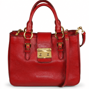 Miu Miu Red Calfskin Leather 2-Way Top Handle Shoulder Bag Gold Hardware