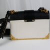 p1-101.jpg Prada Cahier White and Black Leather Crossbody Bag 1BD045