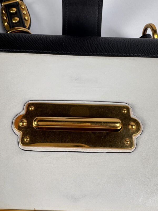 p1-105.jpg Prada Cahier White and Black Leather Crossbody Bag 1BD045