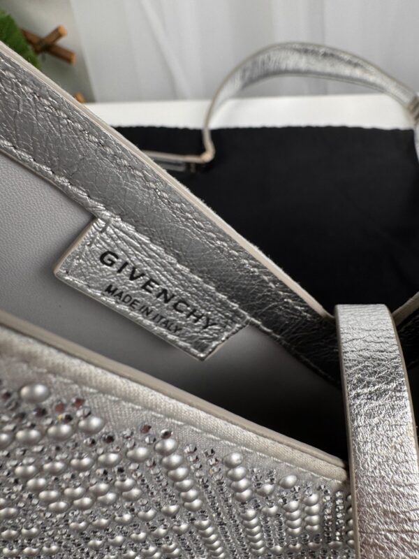 p1-11.jpg Givenchy Cut Out Mini Bag Silvery Grey Crystal Embellished Silk NWT