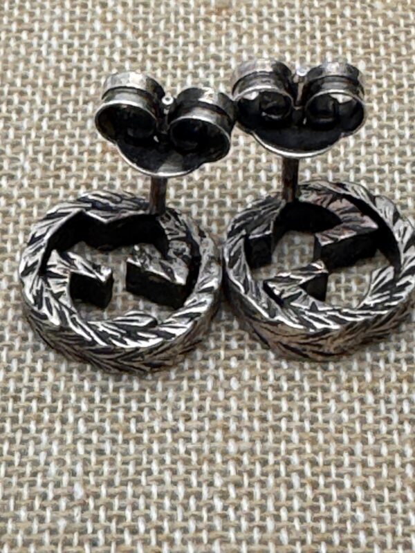 p1-130.jpg Gucci Interlocking G Engraved Sterling Silver Necklace and Earrings Set