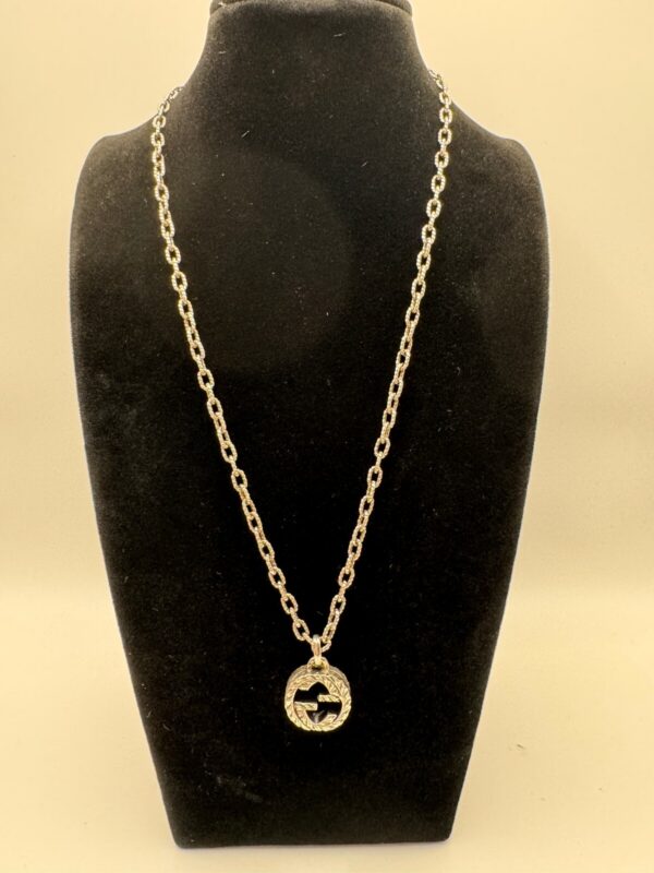 p1-132.jpg Gucci Interlocking G Engraved Sterling Silver Necklace and Earrings Set
