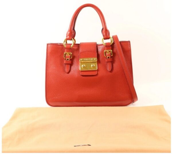 p1-158.jpg Miu Miu Red Calfskin Leather 2-Way Top Handle Shoulder Bag Gold Hardware