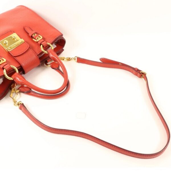 p1-162.jpg Miu Miu Red Calfskin Leather 2-Way Top Handle Shoulder Bag Gold Hardware