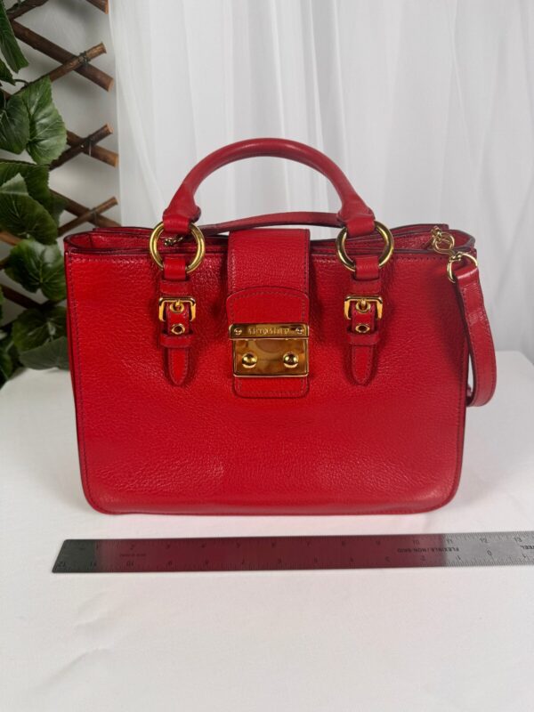 p1-163.jpg Miu Miu Red Calfskin Leather 2-Way Top Handle Shoulder Bag Gold Hardware