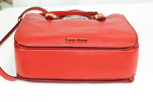 p1-164.jpg Miu Miu Red Calfskin Leather 2-Way Top Handle Shoulder Bag Gold Hardware