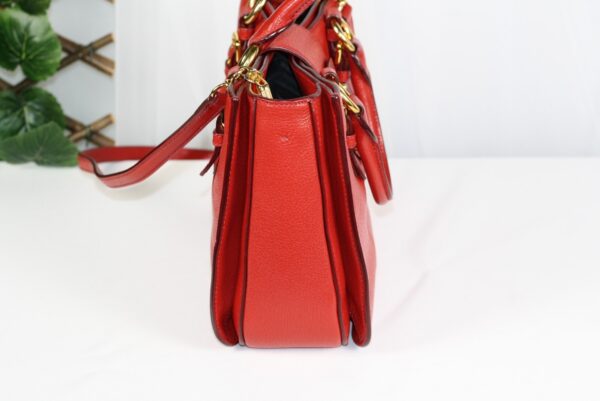 p1-165.jpg Miu Miu Red Calfskin Leather 2-Way Top Handle Shoulder Bag Gold Hardware