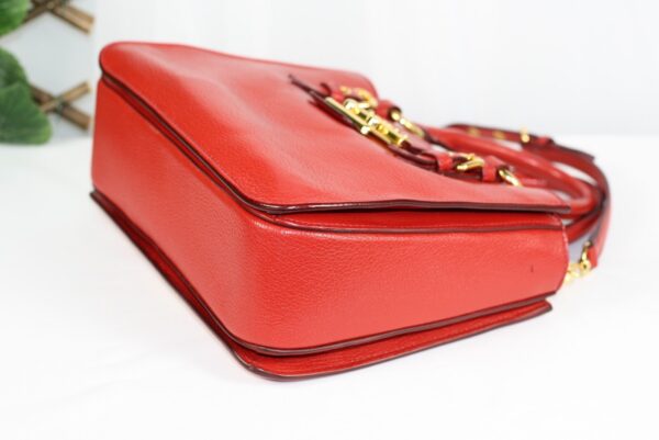 p1-166.jpg Miu Miu Red Calfskin Leather 2-Way Top Handle Shoulder Bag Gold Hardware