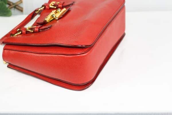 p1-167.jpg Miu Miu Red Calfskin Leather 2-Way Top Handle Shoulder Bag Gold Hardware