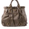 p1-169.jpg Miu Miu Gray Ruched Calfskin 2-Way Tote Shoulder Bag