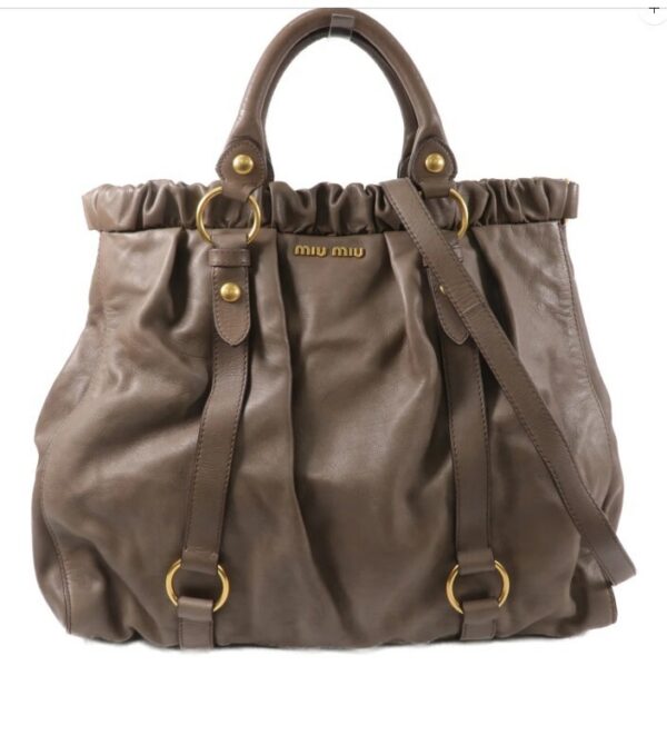 p1-169.jpg Miu Miu Gray Ruched Calfskin 2-Way Tote Shoulder Bag