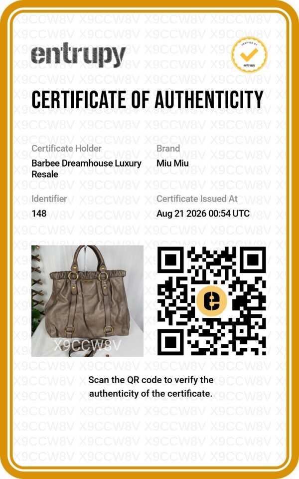 p1-171.jpg Miu Miu Gray Ruched Calfskin 2-Way Tote Shoulder Bag