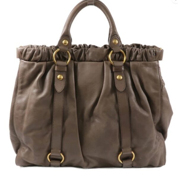 p1-172.jpg Miu Miu Gray Ruched Calfskin 2-Way Tote Shoulder Bag