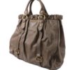 p1-173.jpg Miu Miu Gray Ruched Calfskin 2-Way Tote Shoulder Bag