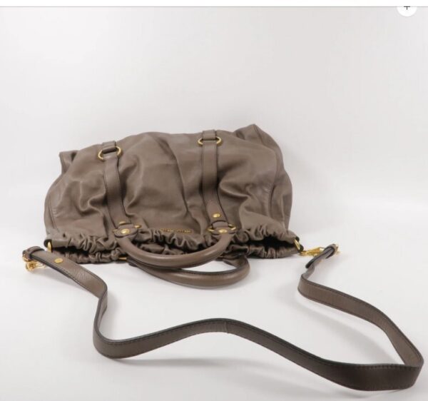 p1-175.jpg Miu Miu Gray Ruched Calfskin 2-Way Tote Shoulder Bag