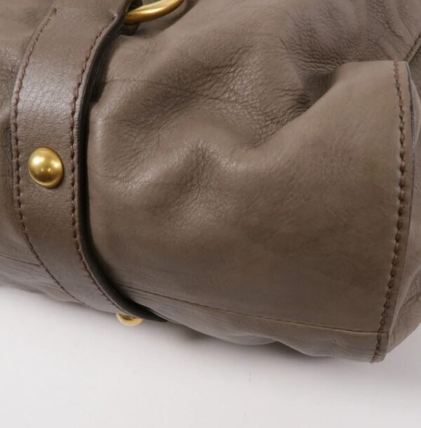 p1-178.jpg Miu Miu Gray Ruched Calfskin 2-Way Tote Shoulder Bag