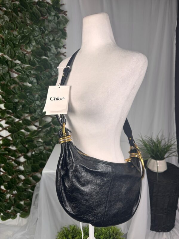 p1-180.jpg Chloé Small Bracelet Hobo Bag Black Grained Calfskin Gold-Tone Hardware
