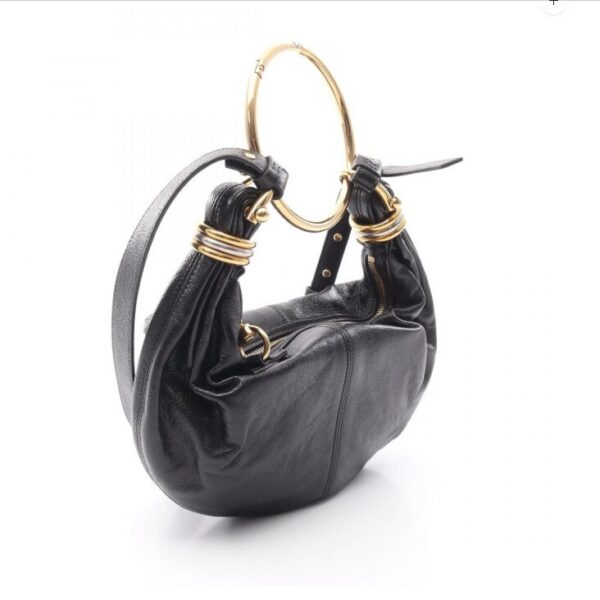 p1-183.jpg Chloé Small Bracelet Hobo Bag Black Grained Calfskin Gold-Tone Hardware
