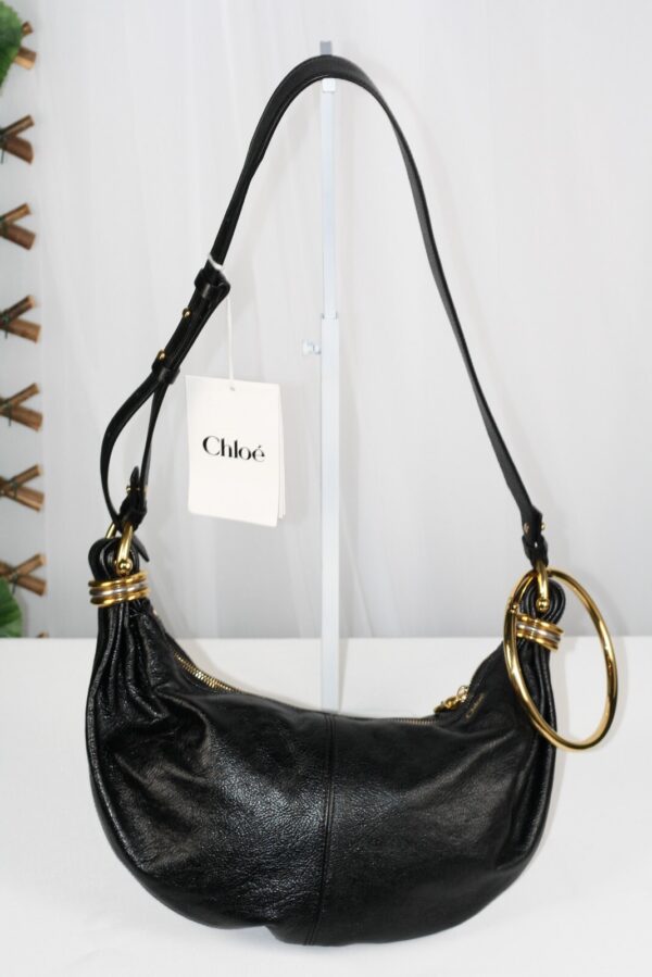 p1-185.jpg Chloé Small Bracelet Hobo Bag Black Grained Calfskin Gold-Tone Hardware