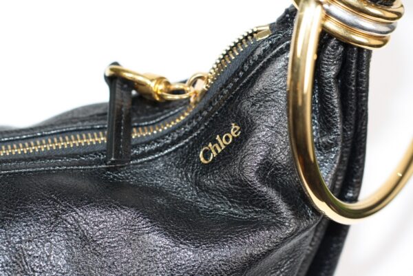 p1-189.jpg Chloé Small Bracelet Hobo Bag Black Grained Calfskin Gold-Tone Hardware