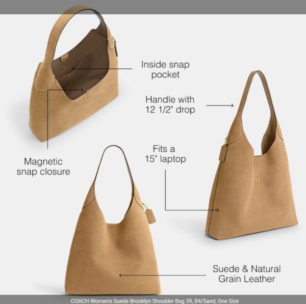 p1-204.jpg Coach Brooklyn Shoulder Bag 39 Sand Suede Large Hobo Tote NWT