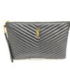 p1-209.jpg Saint Laurent YSL Monogram Matelassé Chevron Black Leather Document Clutch 440222
