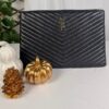 p1-213.jpg Saint Laurent YSL Monogram Matelassé Chevron Black Leather Document Clutch 440222