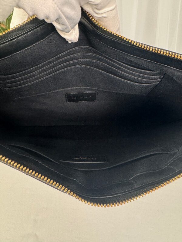p1-215.jpg Saint Laurent YSL Monogram Matelassé Chevron Black Leather Document Clutch 440222