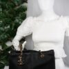 p1-224.jpg Chanel Surpique Chevron Calfskin CC Charm Black Leather Large Shopping Tote