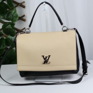 p1-253.jpg Louis Vuitton Lockme II BB Black & Beige Leather Top Handle Crossbody Bag