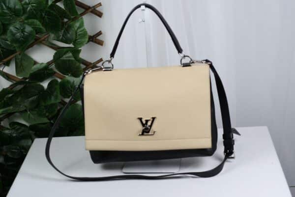 p1-253.jpg Louis Vuitton Lockme II BB Black & Beige Leather Top Handle Crossbody Bag