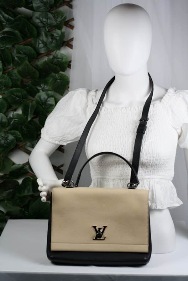 p1-255.jpg Louis Vuitton Lockme II BB Black & Beige Leather Top Handle Crossbody Bag