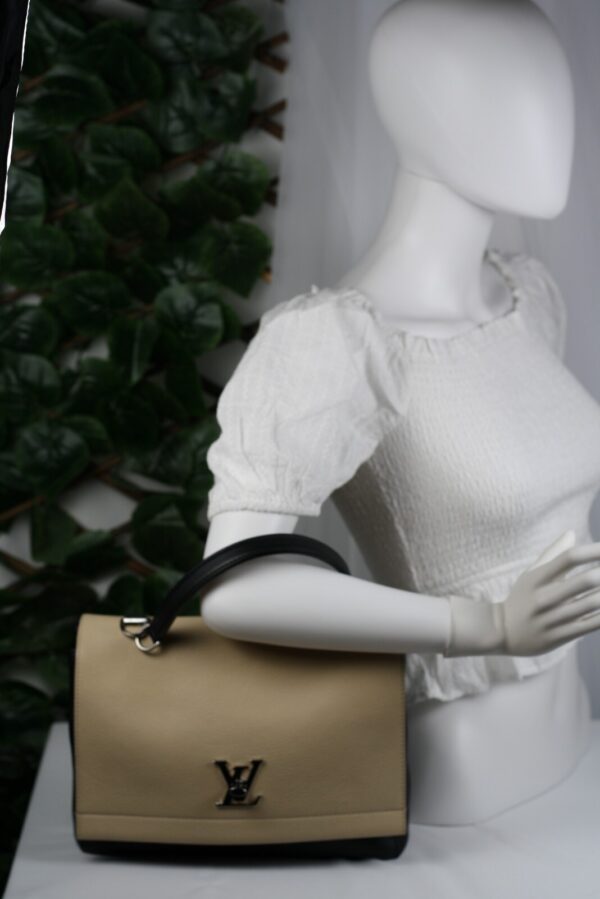 p1-257.jpg Louis Vuitton Lockme II BB Black & Beige Leather Top Handle Crossbody Bag