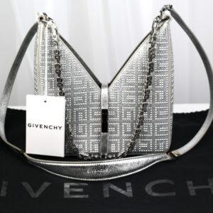 Givenchy Cut Out Mini Bag Silvery Grey Crystal Embellished Silk NWT