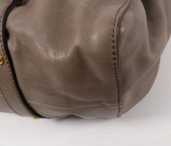 p1-306.jpg Miu Miu Gray Ruched Calfskin 2-Way Tote Shoulder Bag