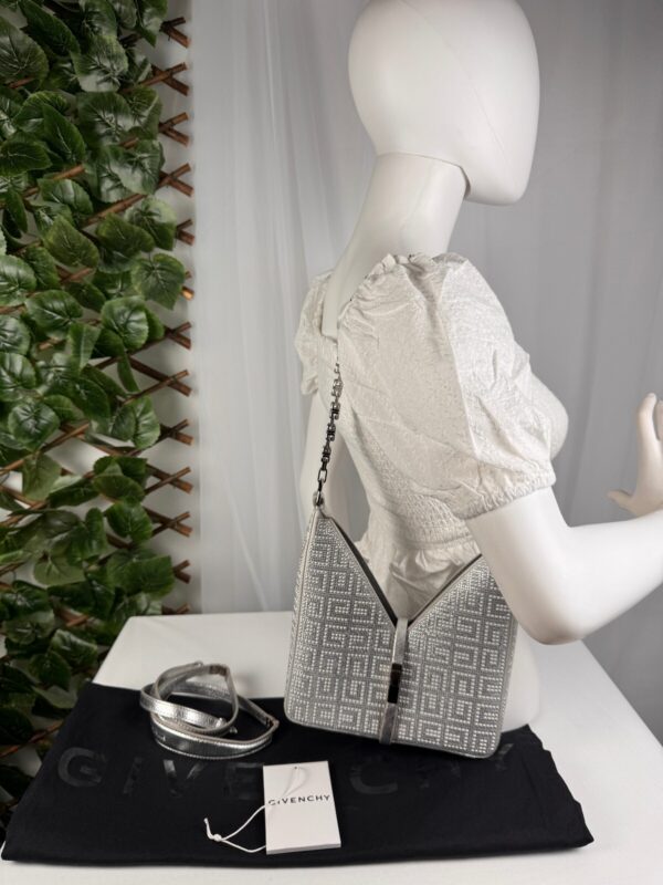 p1-4.jpg Givenchy Cut Out Mini Bag Silvery Grey Crystal Embellished Silk NWT