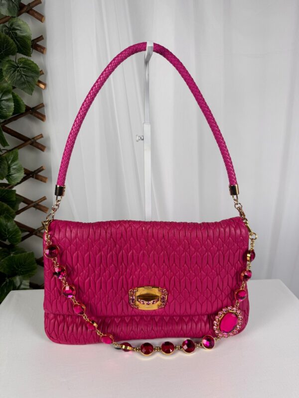 p1-47.jpg Miu Miu Miu Crystal Fuchsia Matelassé Nappa Leather Shoulder Bag 5BF068