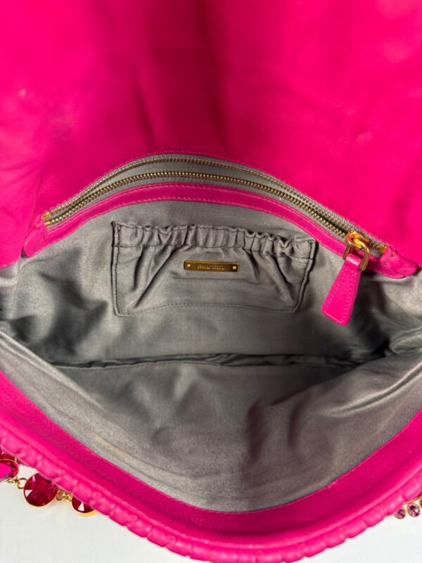 p1-50.jpg Miu Miu Miu Crystal Fuchsia Matelassé Nappa Leather Shoulder Bag 5BF068